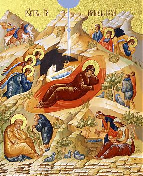Икона Рождества Христова с золочением поталью, 05204-УЛ