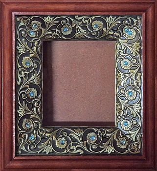 Купить киот-пенал с рамкой "Басма" со стразами, 13101-9, под иконы 9 x 10.5 см