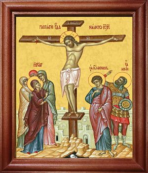Икона Распятие Спасителя Иисуса Христа в киоте | Размер 13х16 см | 42003-22 (05Р4)