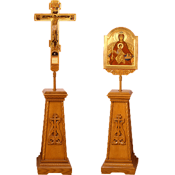 Набор запрестольный: 2 тумбы, крест и икона писаные с резьбой, 29101