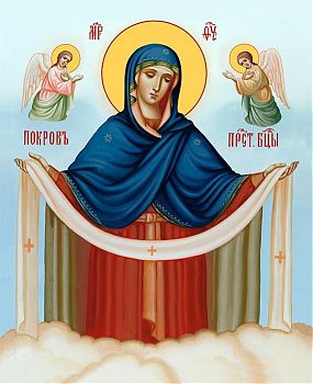 Икона Божией Матери "Покров Пресвятой Богородицы", 03П3 - Купить полиграфическую икону на холсте