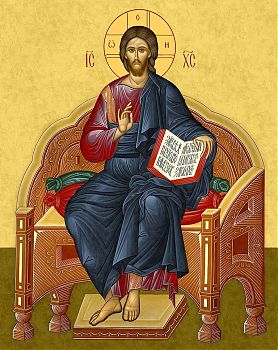 Икона Господа Иисуса Христа "Господь на Троне", 02С4 - Купить полиграфическую икону на холсте