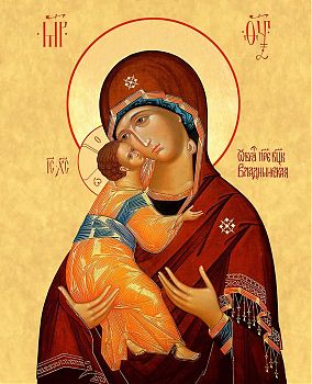 Икона Божией Матери "Владимирская", 01009 - Купить полиграфическую икону на холсте