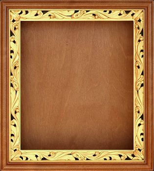 Киот-пенал с рамкой "Сусальное золото, пропильная резьба "Бутон" (рамка 32). Киот для иконных досок под размер 27 x 31 по цене от производителя, 11221-16