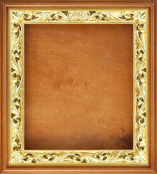 Киот-пенал с рамкой "Сусальное золото, пропильная резьба "Бутон" (рамка 40). Киот для иконных досок под размер 27 x 31 по цене от производителя, 11221-22
