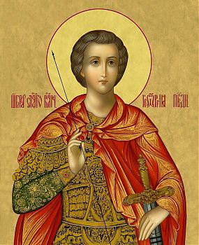 Икона святого Георгия Победоносца, великомученика, воина, 09Г1 - Купить полиграфическую икону на холсте