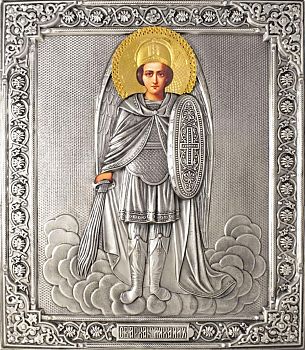 Икона Святого Архангела Михаила в посеребренной ризе (окладе), Р-230
