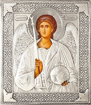 Икона Святого Архангела Михаила в посеребренной ризе (окладе), Р-244