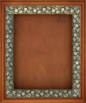 Киот-пенал с рамкой "Басма". Киот для иконных досок под размер 21 x 25 см по цене от производителя, 11201-7 (цветок)