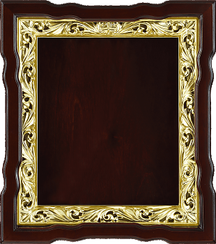 Киот "Фигурный с рамкой "Сусальное золото, пропильная резьба "Бутон" (рамка 32). Киот для иконных досок под размер 21 x 25 см по цене от производителя, 11206-16