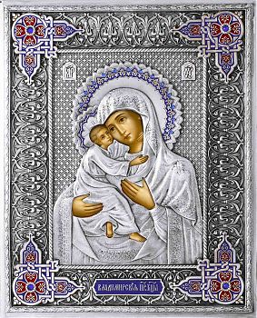 Икона Божией Матери "Владимирская" в посеребренной ризе (окладе), Р-113.2