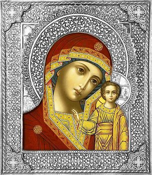 Икона Божией Матери "Казанская" в посеребренной ризе (окладе), Р-74