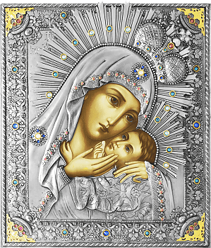Икона Божией Матери "Корсунская" в посеребренной ризе (окладе), Р-94.2