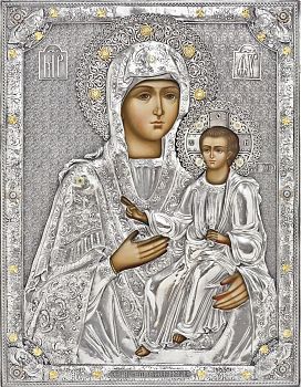 Икона Божией Матери "Смоленская" в посеребренной ризе (окладе), Р-205