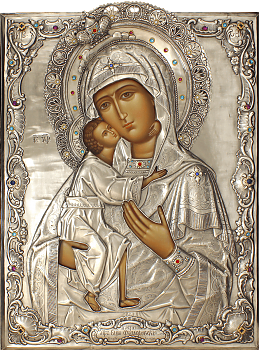 Икона Божией Матери "Феодоровская" в посеребренной ризе (окладе), Р-241.2