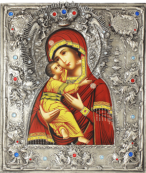 Икона Божией Матери "Владимирская" в посеребренной ризе (окладе), Р-20.2
