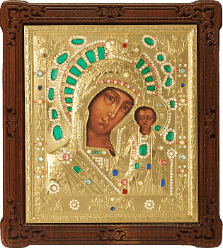 Икона Божией Матери "Казанская" в посеребренной ризе (окладе) с золочением, Р-214.З