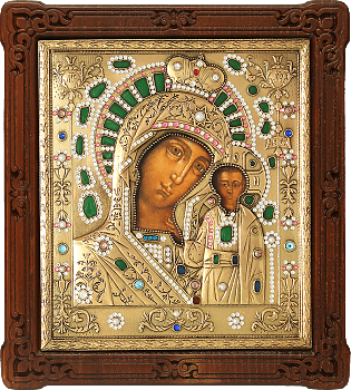 Икона Божией Матери "Казанская" в медной ризе (окладе), Р-214.М