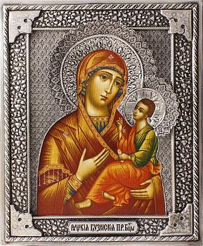 Икона Божией Матери "Грузинская" (Раифская) в посеребренной ризе (окладе), Р-220