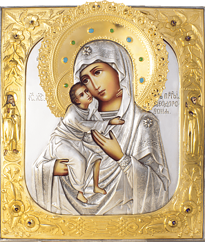Икона Божией Матери "Феодоровская" в посеребренной ризе (окладе), Р-231.7