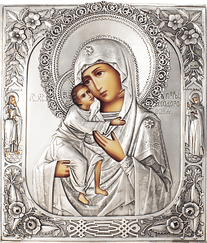Икона Божией Матери "Феодоровская" в посеребренной ризе (окладе), Р-231