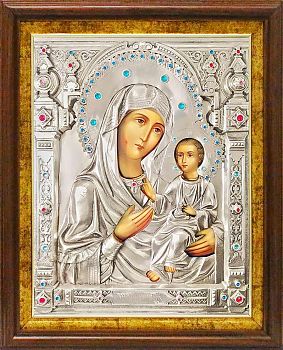 Икона Божией Матери "Иверская" в посеребренной ризе (окладе) в киоте, Р-3.2К