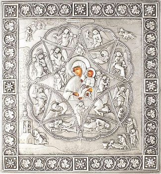 Икона Божией Матери "Неопалимая Купина" в посеребренной ризе (окладе), Р-67