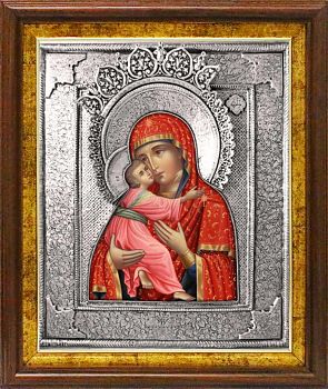 Икона Божией Матери "Владимирская" в посеребренной ризе (окладе), Р-69К