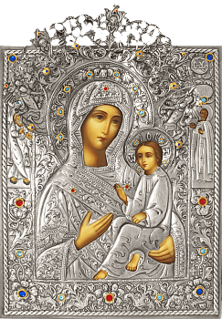 Икона Божией Матери "Тихвинская" в посеребренной ризе (окладе), Р-85.2