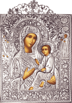 Икона Божией Матери "Тихвинская" в посеребренной ризе (окладе), Р-85