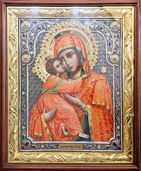 Купить Икону рукописную Божией Матери "Владимирская" в драгоценном окладе, 895
