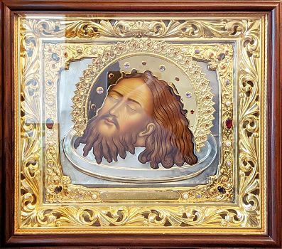 Купить Икону рукописную "Усекновение главы Иоанна Предтечи" в драгоценном окладе, 1064