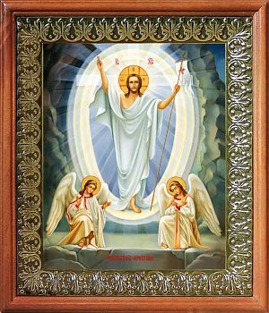 Икона Воскресение Христово в киоте | Размер 13х16 см | 42003-8 (05007)