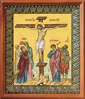 Икона Распятие Спасителя Иисуса Христа в киоте | Размер 13х16 см | 42003-8 (05Р4)