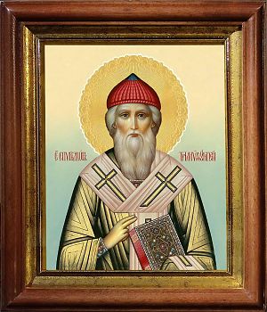 Икона Спиридона епископа Тримифунтского в киоте | Размер 13х16 см | 40200-5 (09102)