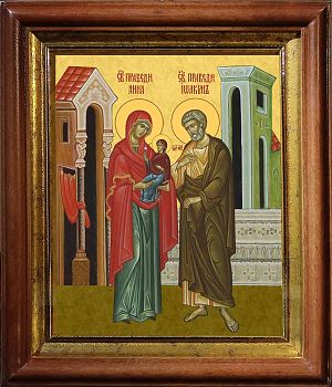 Икона Иоакима и Анны праведных богоотцов в киоте | Размер 13х16 см | 40200-5 (09ИА1)