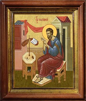 Икона Матфея апостола и евангелиста в киоте | Размер 13х16 см | 40200-5 (09М6)