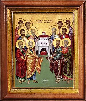 Икона собора двенадцати апостолов в киоте | Размер 13х16 см | 40200-5 (08СВ8)