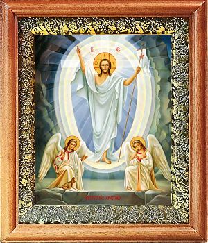 Икона Воскресение Христово в киоте | Размер 13х16 см | 40200-8 (05007)