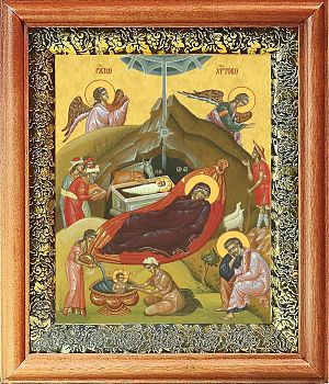 Икона Рождество Христово в киоте | Размер 13х16 см | 40200-8 (05Р2)