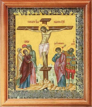Икона Распятие Господа Иисуса Христа в киоте | Размер 13х16 см | 40200-8 (05Р4)