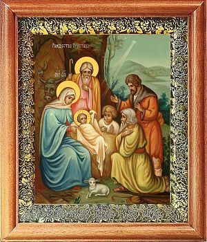 Икона Рождество Христово в киоте | Размер 13х16 см | 40200-8 (05Р6)
