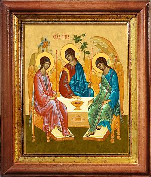 Икона Троица Ветхозаветная в киоте | Размер 13х16 см | 40200-5 (02Т1)