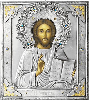 Икона Господа Вседержителя в посеребренной ризе (окладе), Р-141.2