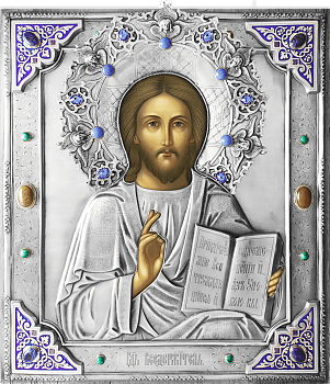 Икона Господа Вседержителя в посеребренной ризе (окладе), Р-141.6