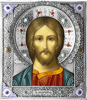 Икона Господа Вседержителя в посеребренной ризе (окладе), Р-70.6