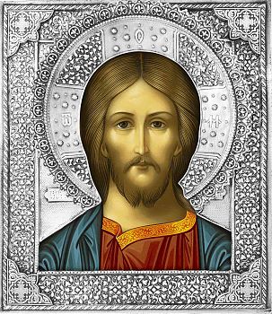 Икона Господа Вседержителя в посеребренной ризе (окладе), Р-70