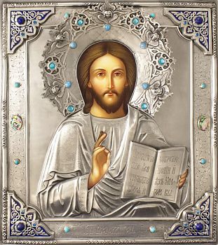 Икона Господа Вседержителя в посеребренной ризе (окладе), Р-141.6
