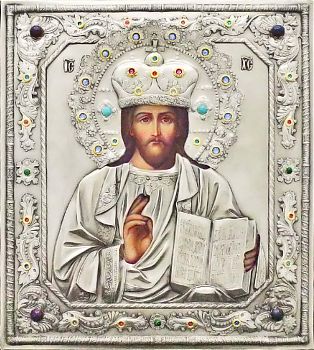 Икона Господа Вседержителя в посеребренной ризе (окладе), Р-82.6