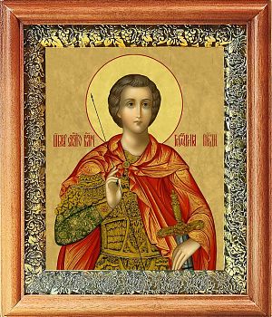 Икона Георгия Победоносца великомученика и воина в киоте | Размер 13х16 см | 40200-8 (09Г1)